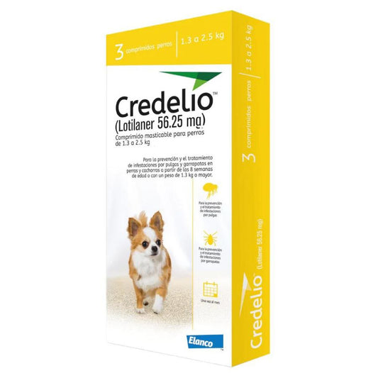 Credelio 56,25 MG de 1 o 3 comprimidos (1,3 - 2,5 KG) Antiparasitarios